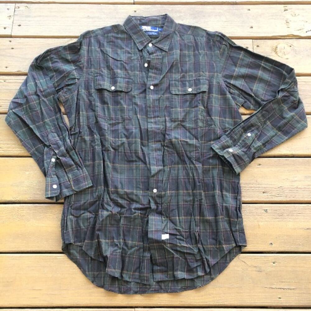 Men's Polo Ralph Lauren Dark Plaid Button Down Shirt